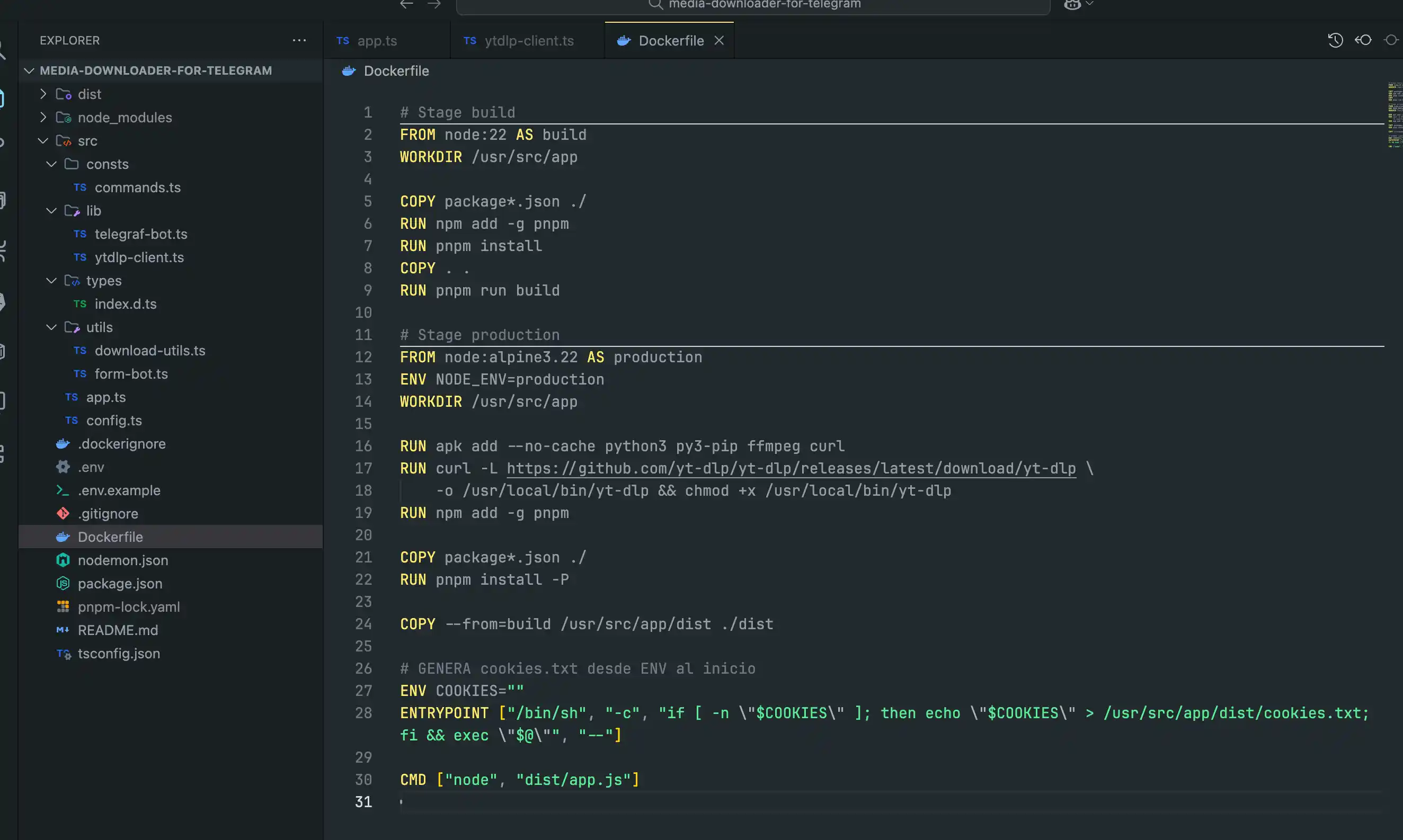 Production builds are containerized with Docker for consistent deployment.