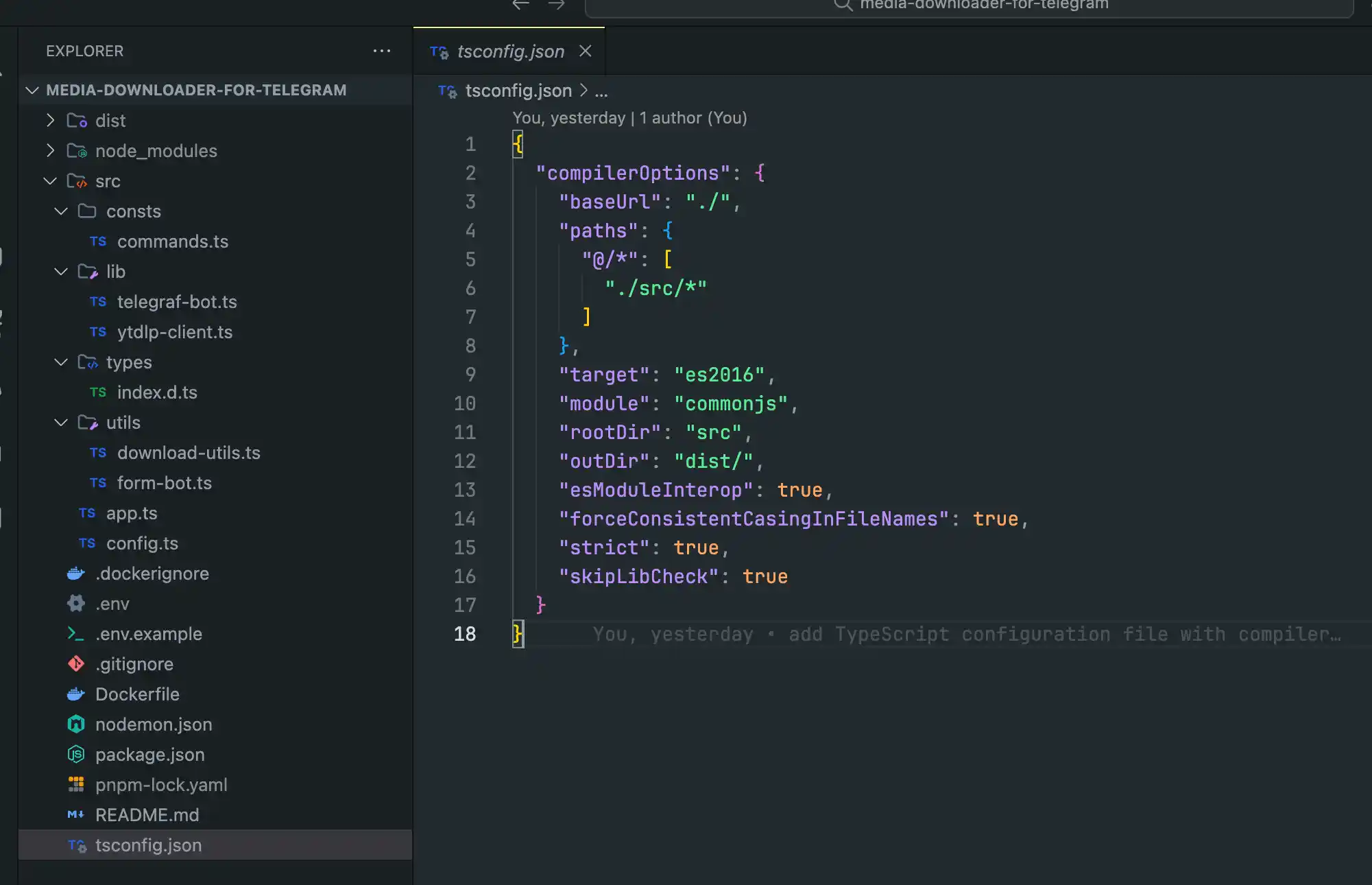 TypeScript configuration ensures type safety and maintainability.