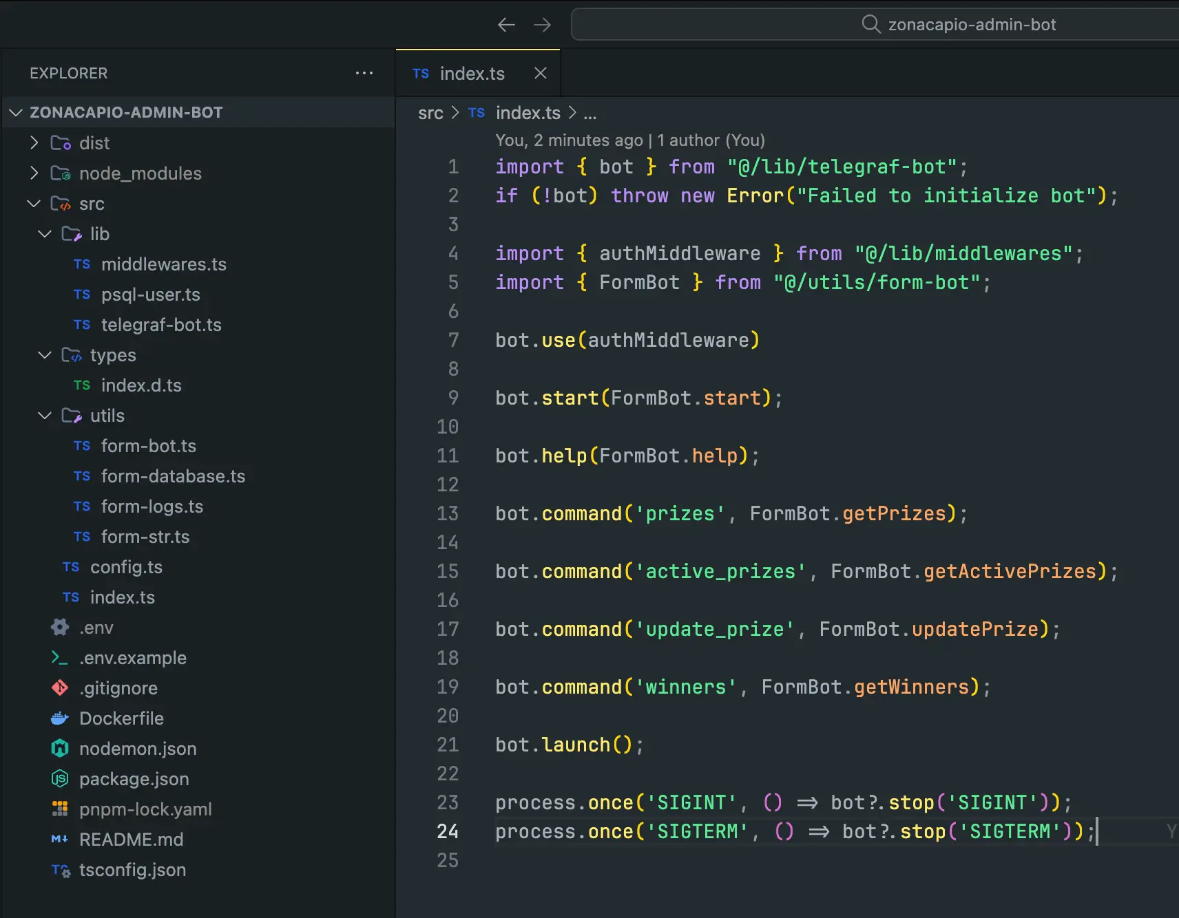 Code preview of the CMS bot implementation.